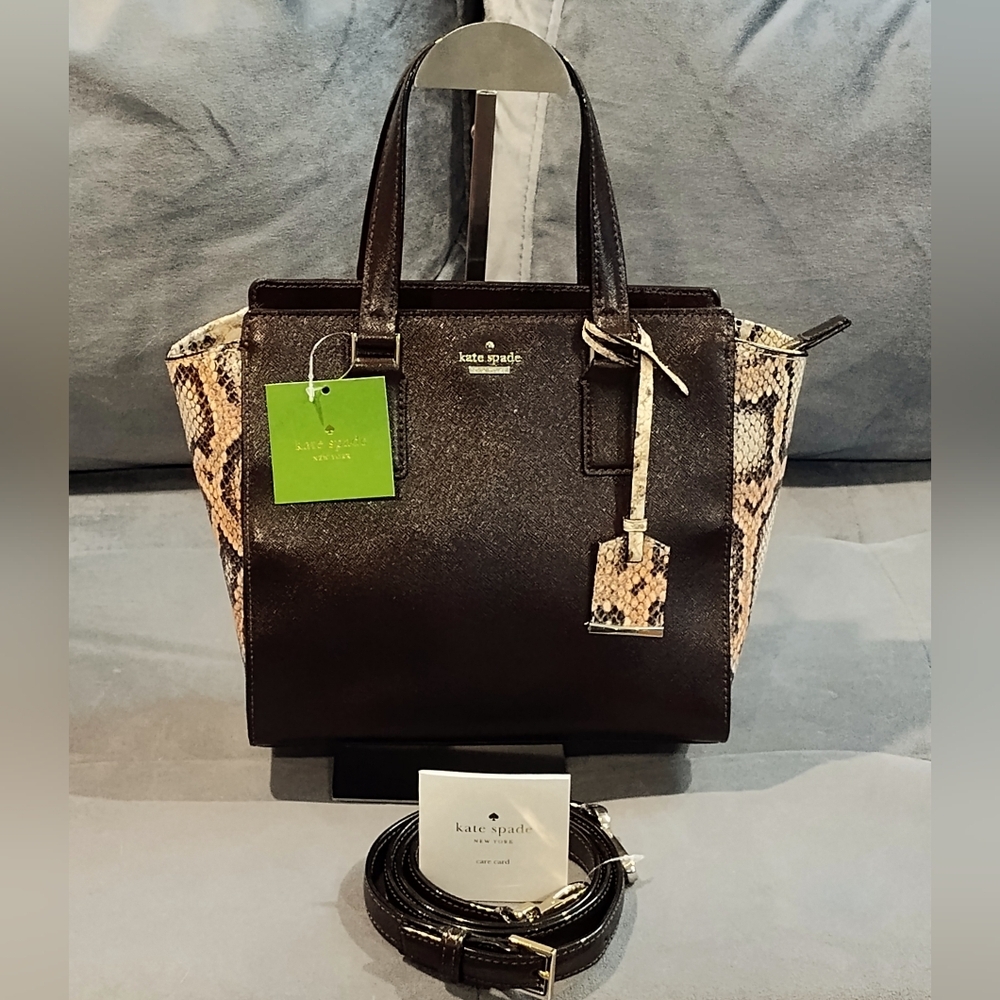NWT KATE SPADE CAMERON STREET MULTICOLOR SNAKE EMBOSSED LEATHER CROSSBODY TOTE